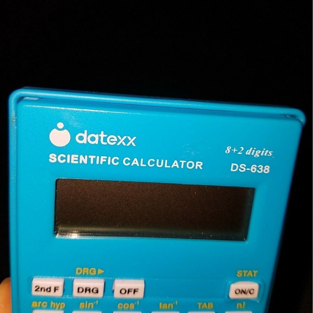 Datexx Blue Scientific Calculator DS-638 C w/ Statistical Function Manual TESTED - Picture 3 of 10